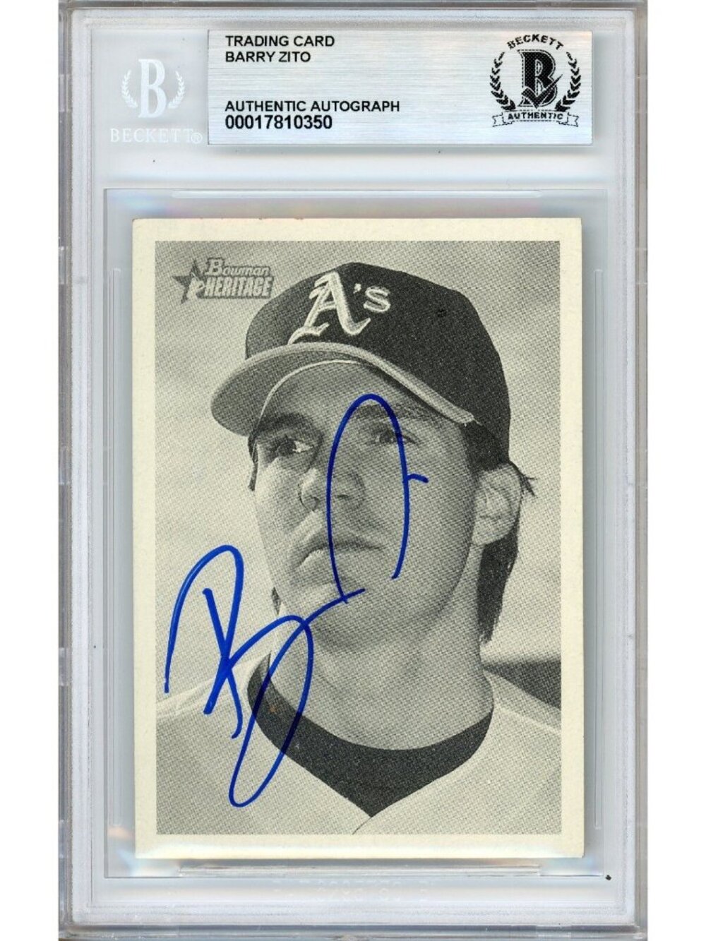 Barry Zito Signed 2001 Bowman Heritage #55 Oakland Athletics Beckett BAS Slabbed